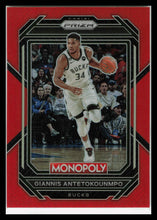 Load image into Gallery viewer, 2022-23 Prizm Basketball Monopoly Giannis Antetokounmpo RED PRIZM SSP 86/99