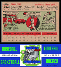 Load image into Gallery viewer, 1956 Topps #154a Dave Pope White Back VG